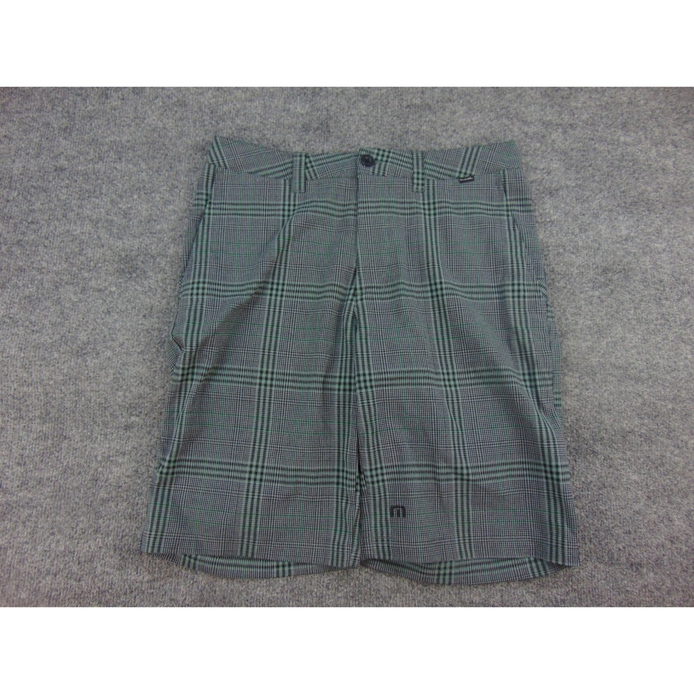 TravisMathew‎ Golf Shorts Mens 30 Plaid Green Black Performance Active Preppy